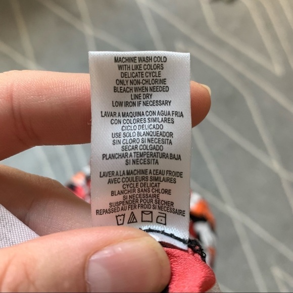 Calvin Klein Pink Orange Leaf Print Wide Leg Pants - Picture 6 of 6